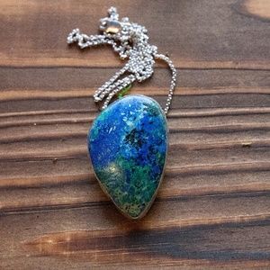 Azurite and Malachite Gemstone Pendant